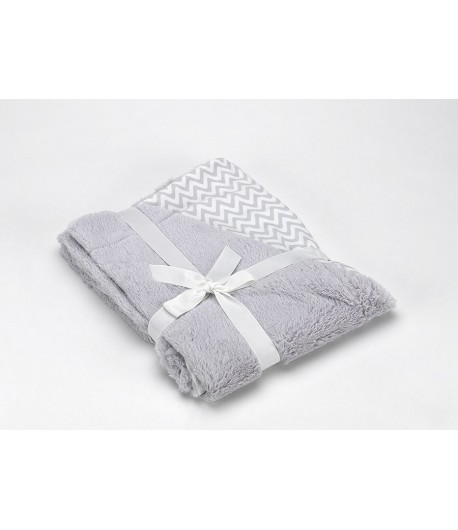 COUVERTURE MORA POMPON  GRIS