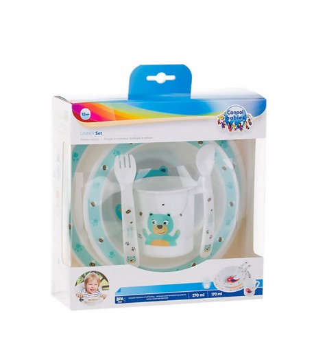 Coffret repas bébé - Canpol Babies - Set 5 pièces - Ours - turquoise